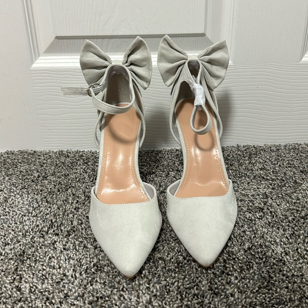 Light Gray Bow Heels
